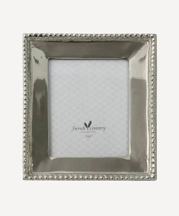French country beaded nickel photo frame 3x4