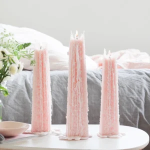 Living Light Pink Peony Rose Icicle Candles