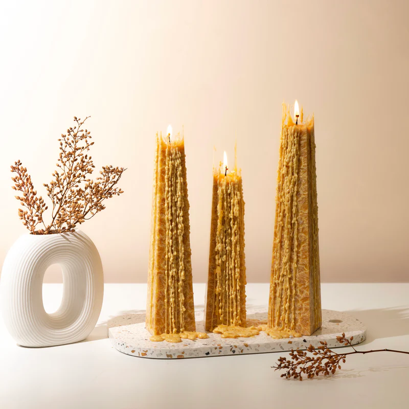 Living Light Gold/Yellow White Lily Icicle Candle